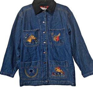 Vintage Casey Coleman Equestrian Embroidered Heritage Chore Denim Jacket S